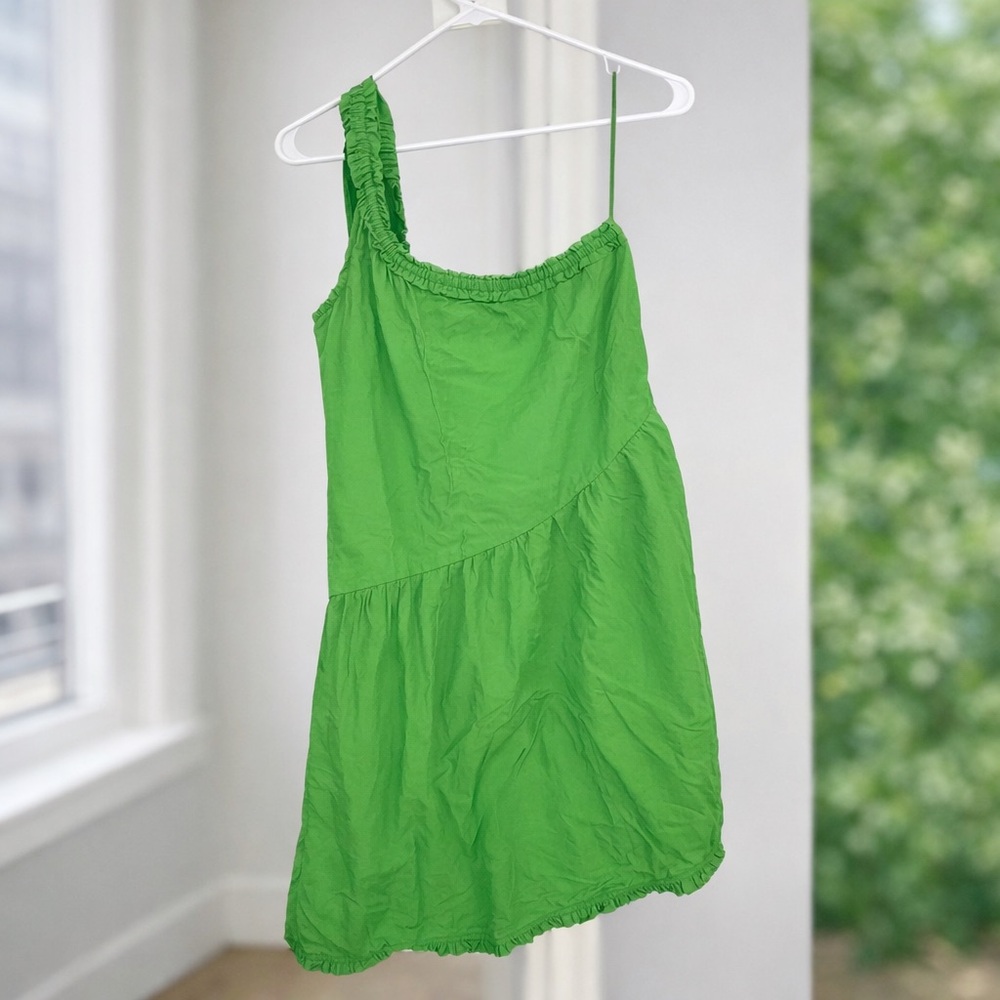 Anthropologie One-Shoulder Green Dress